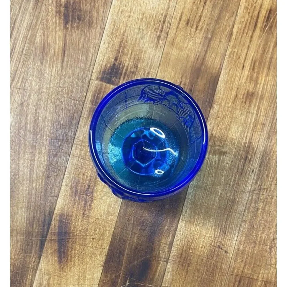 Vintage Imperial Glass‎ Royal Blue Mini Eagle Wine Goblet 4